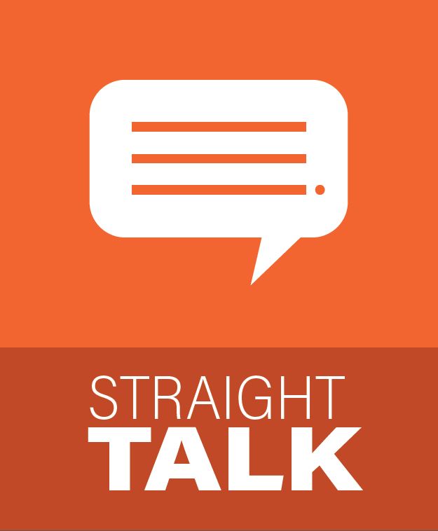 Straight Talk image of a speech bubble with 3 horizontal lines indicating text